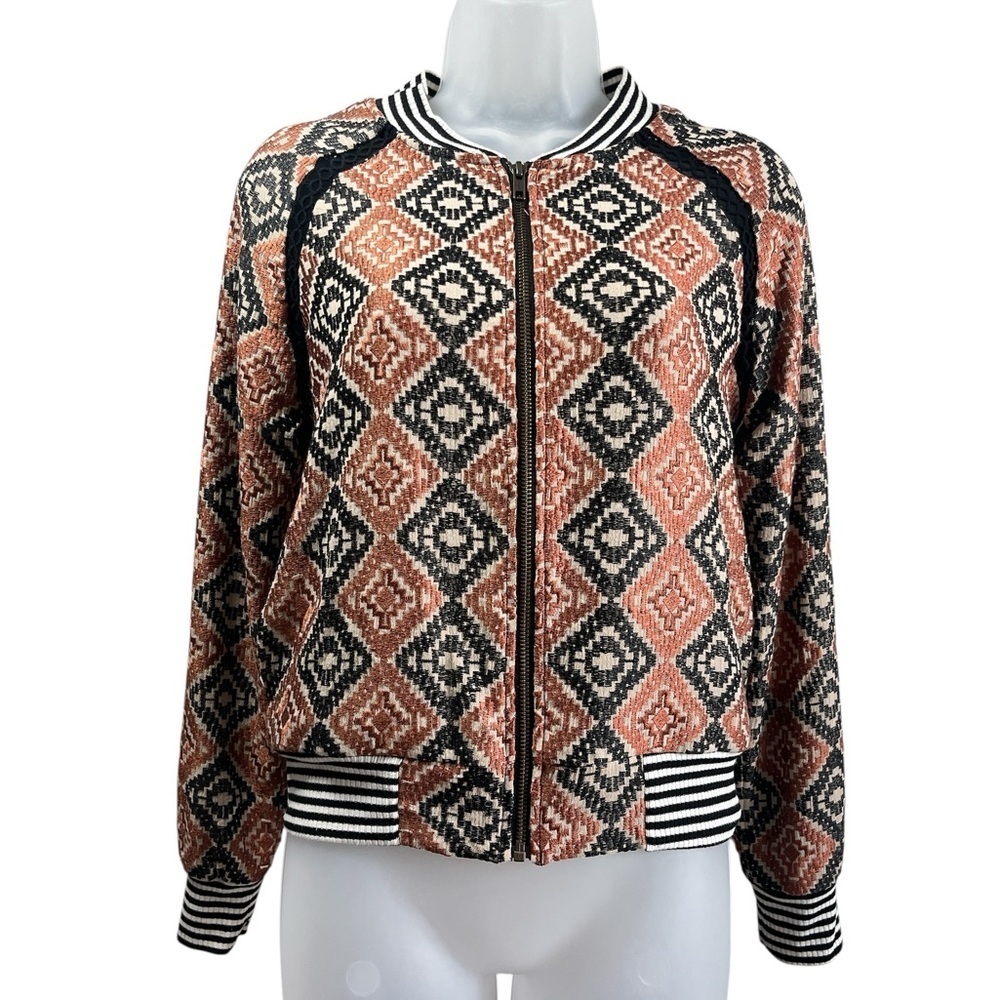 Saltwater Luxe Geometric Print Bomber Jacket Size XS